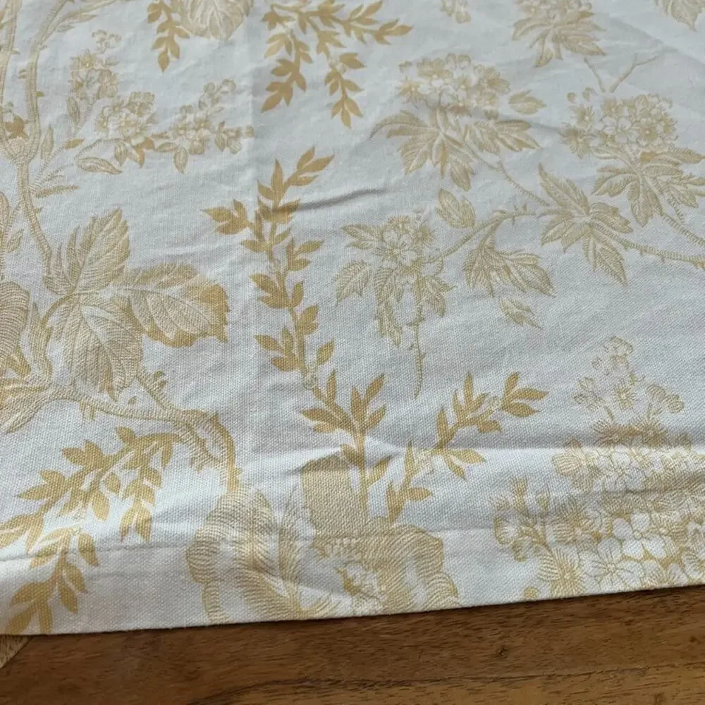 Restoration Hardware Golden Yellow Shower Curtain Cotton Floral Toile Damask